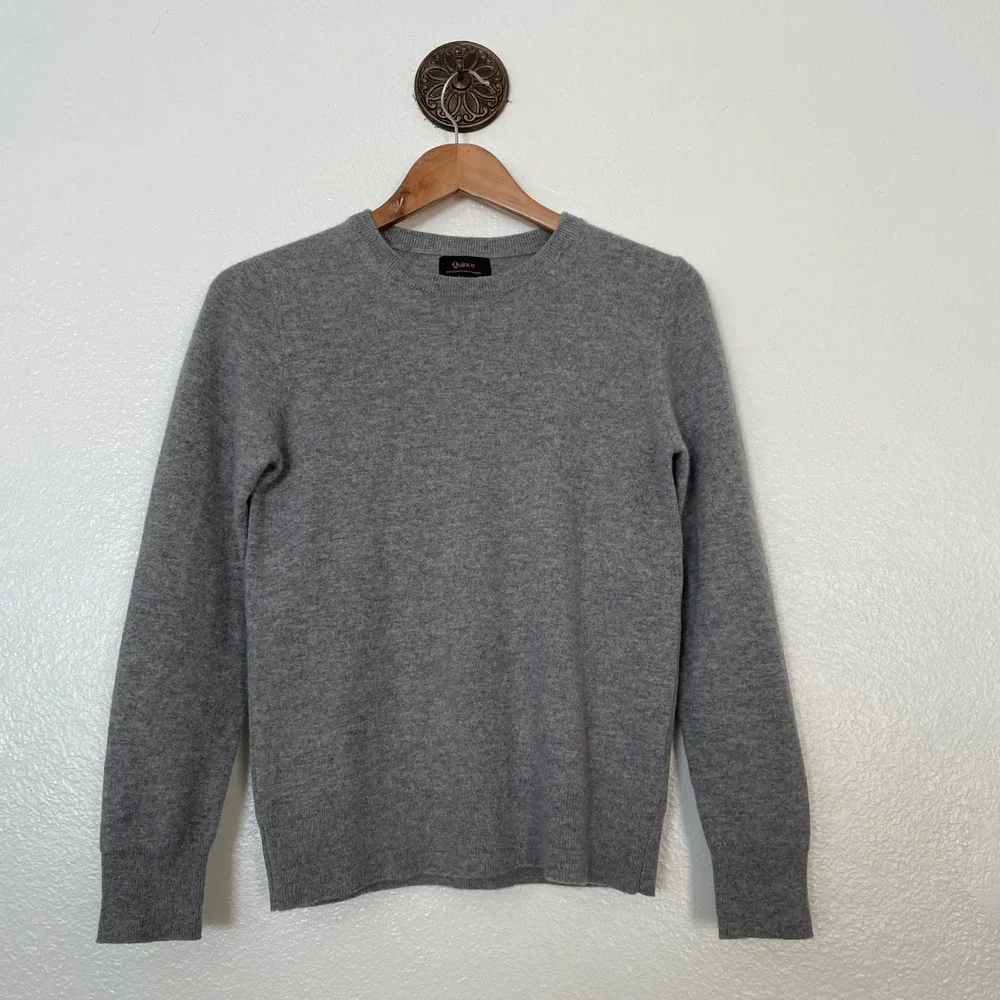 Quince Mongolian Cashmere Crewneck Sweater Heather Gray Womens XS SGK001